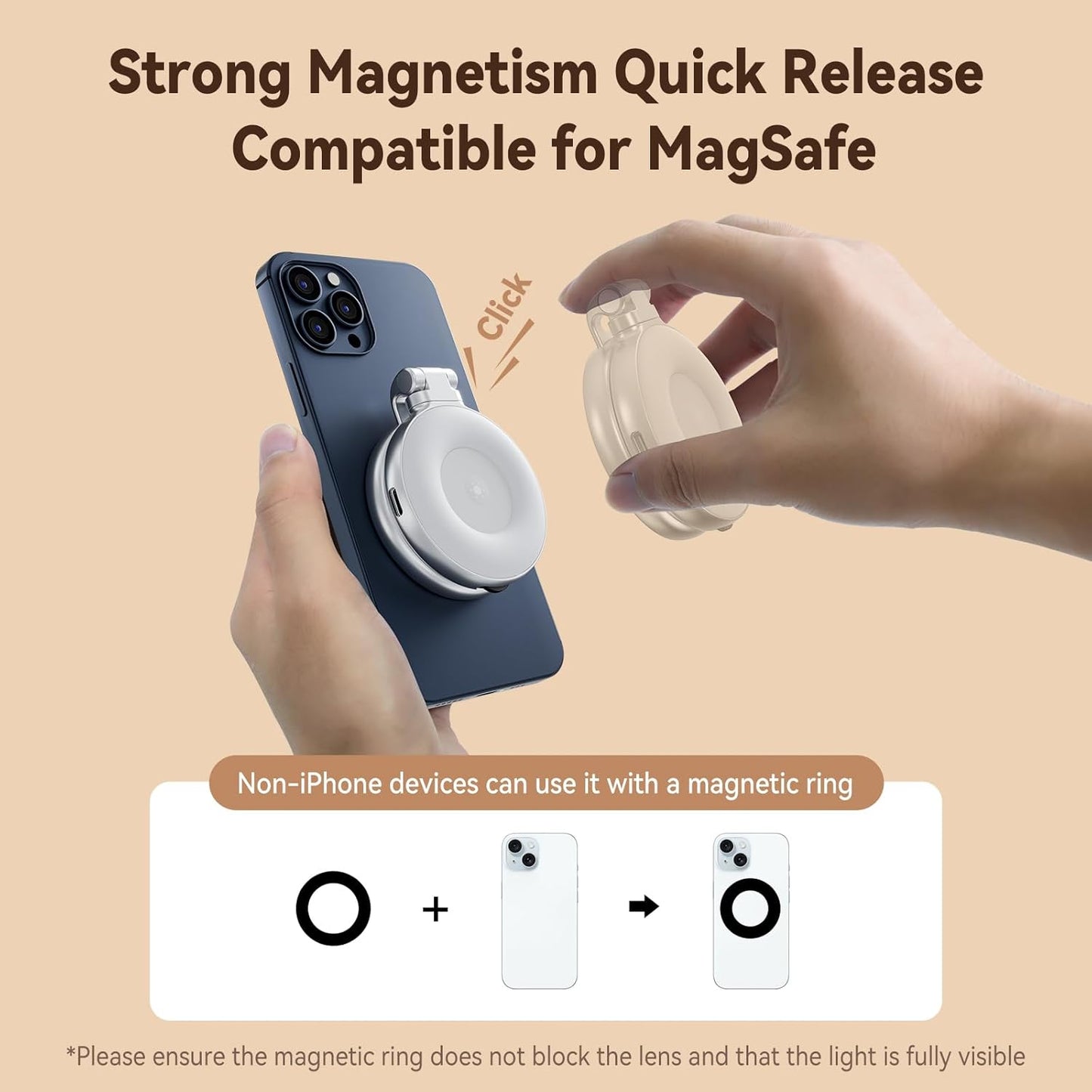 Magnetic Selfie Ring Light with Mirror