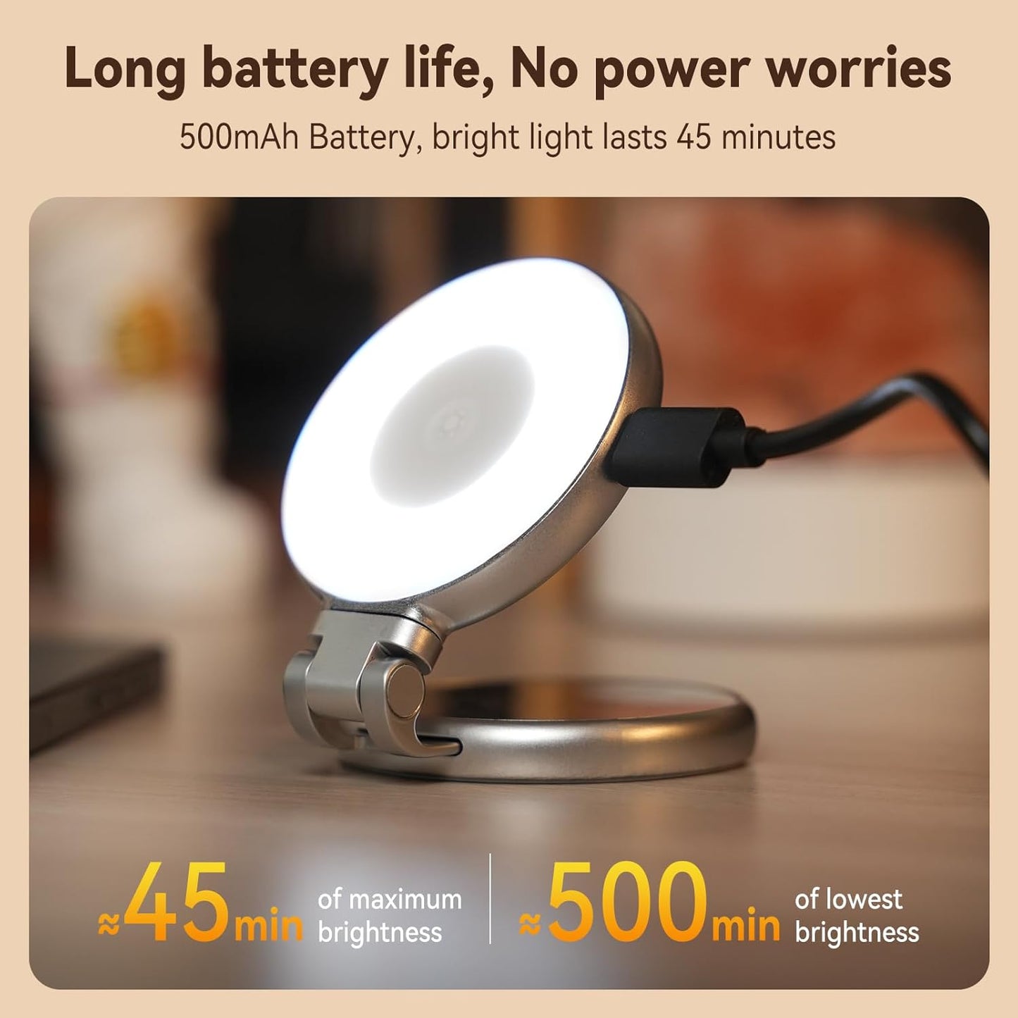 Magnetic Selfie Ring Light with Mirror