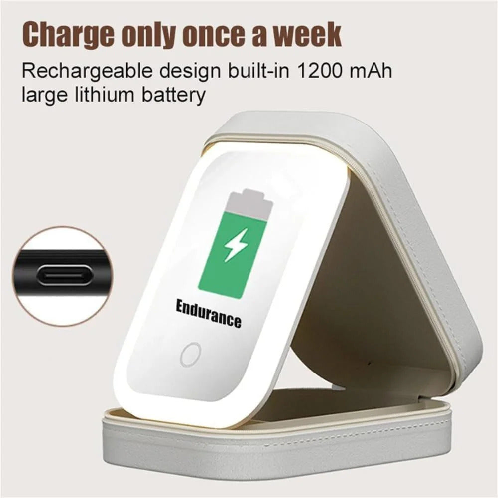 Portable Makeup Storage Box With LED Mirror