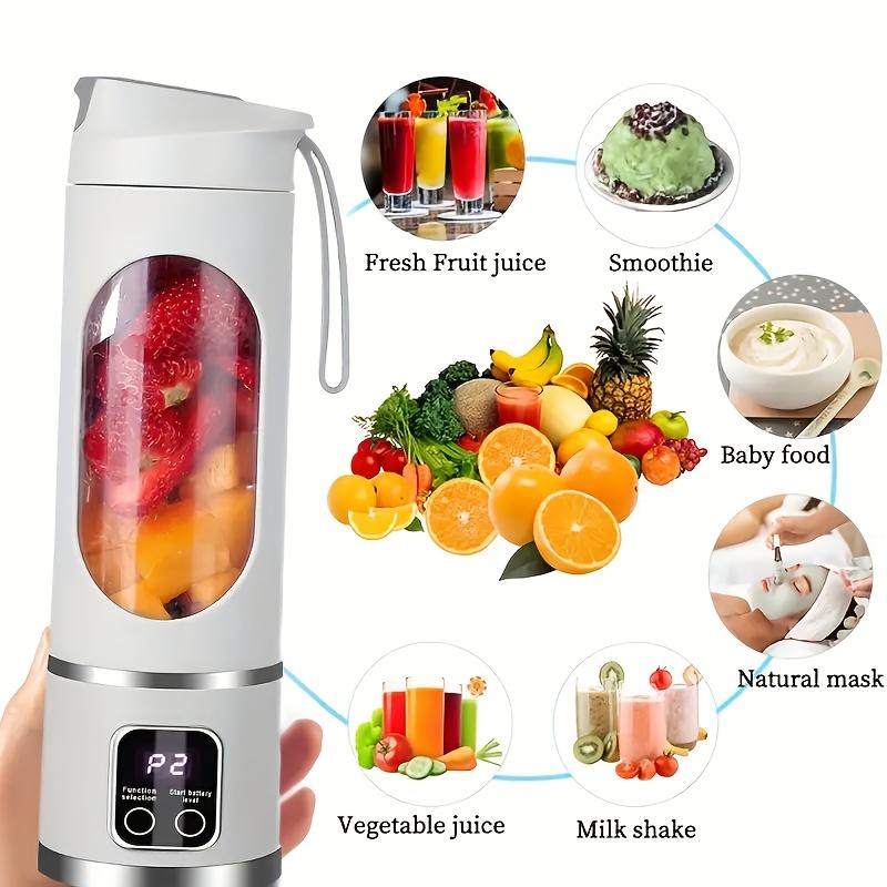 Portable blender with images of various drinks and foods it can make.